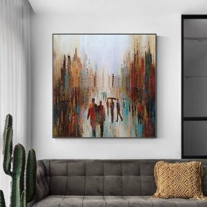 Home abstract city and people wall art