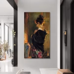 elegant woman painting wall art